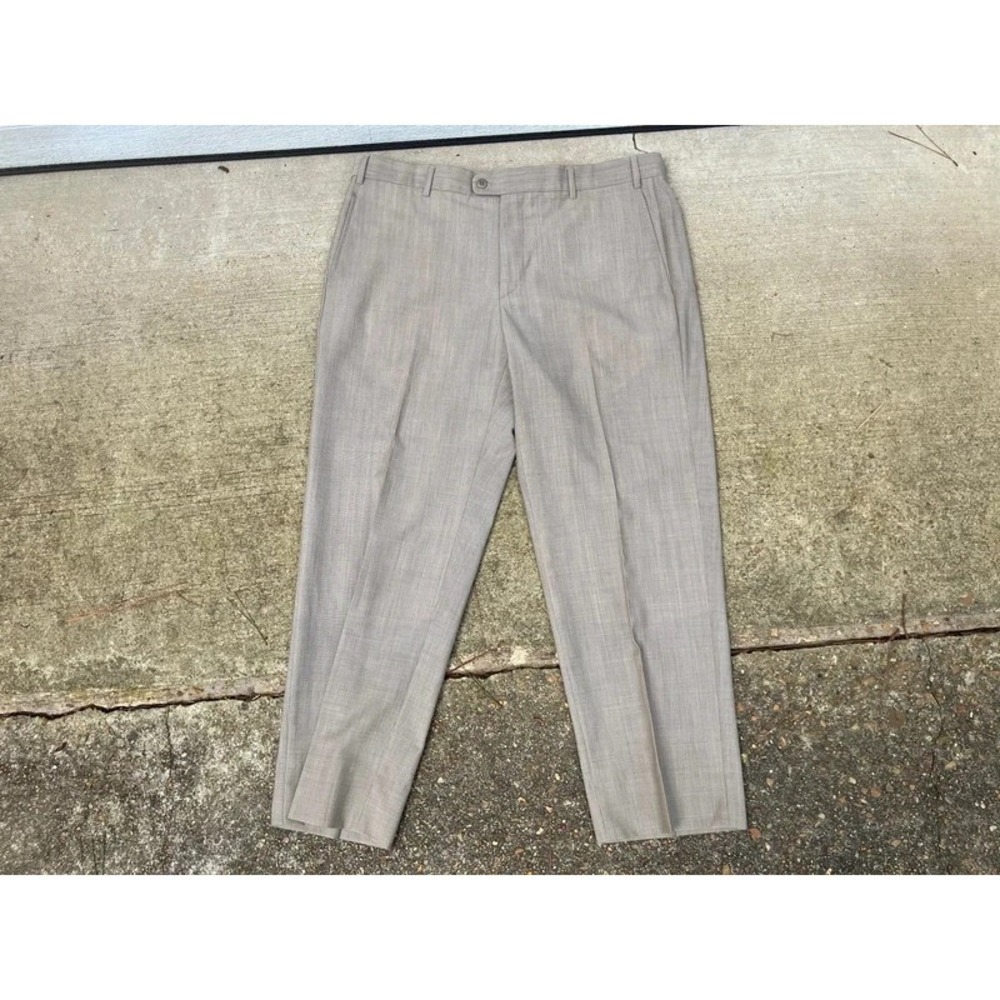 Zanella Men's Bennett 100% Lana Wool Italy Dress Pants 38 Brown Pleated Cuffed